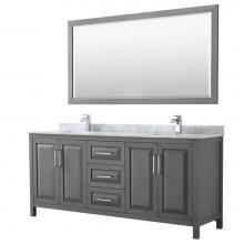 Wyndham Collection WCV252580DKGCMUNSM70 - Daria 80 Inch Double Bathroom Vanity in Dark Gray, White Carrara Marble Countertop, Undermount Squ