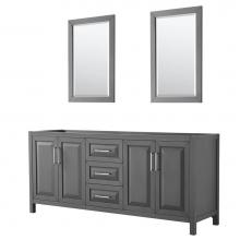 Wyndham Collection WCV252580DKGCXSXXM24 - Daria 80 Inch Double Bathroom Vanity in Dark Gray, No Countertop, No Sink, and 24 Inch Mirrors