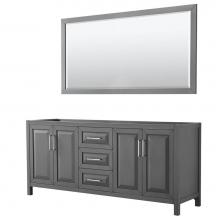 Wyndham Collection WCV252580DKGCXSXXM70 - Daria 80 Inch Double Bathroom Vanity in Dark Gray, No Countertop, No Sink, and 70 Inch Mirror