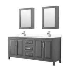 Wyndham Collection WCV252580DKGWCUNSMED - Daria 80 Inch Double Bathroom Vanity in Dark Gray, White Cultured Marble Countertop, Undermount Sq