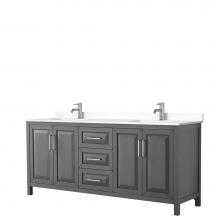 Wyndham Collection WCV252580DKGWCUNSMXX - Daria 80 Inch Double Bathroom Vanity in Dark Gray, White Cultured Marble Countertop, Undermount Sq