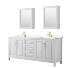 Wyndham Collection WCV252580DWGC2UNSMED - Daria 80'' Double Bathroom Vanity in White, Light-Vein Carrara Cultured Marble Counterto