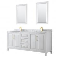 Wyndham Collection WCV252580DWGCMUNSM24 - Daria 80 Inch Double Bathroom Vanity in White, White Carrara Marble Countertop, Undermount Square