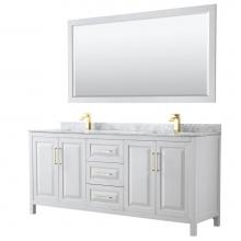 Wyndham Collection WCV252580DWGCMUNSM70 - Daria 80 Inch Double Bathroom Vanity in White, White Carrara Marble Countertop, Undermount Square