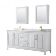 Wyndham Collection WCV252580DWGCMUNSMED - Daria 80 Inch Double Bathroom Vanity in White, White Carrara Marble Countertop, Undermount Square