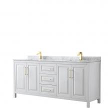 Wyndham Collection WCV252580DWGCMUNSMXX - Daria 80 Inch Double Bathroom Vanity in White, White Carrara Marble Countertop, Undermount Square