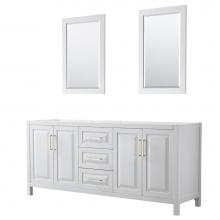 Wyndham Collection WCV252580DWGCXSXXM24 - Daria 80 Inch Double Bathroom Vanity in White, No Countertop, No Sink, 24 Inch Mirrors, Brushed Go