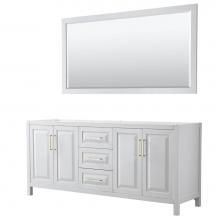 Wyndham Collection WCV252580DWGCXSXXM70 - Daria 80 Inch Double Bathroom Vanity in White, No Countertop, No Sink, 70 Inch Mirror, Brushed Gol