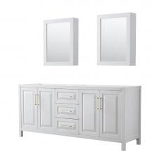 Wyndham Collection WCV252580DWGCXSXXMED - Daria 80 Inch Double Bathroom Vanity in White, No Countertop, No Sink, Medicine Cabinets, Brushed