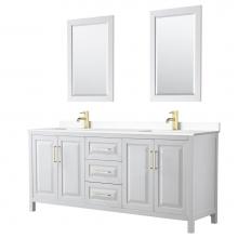 Wyndham Collection WCV252580DWGWCUNSM24 - Daria 80 Inch Double Bathroom Vanity in White, White Cultured Marble Countertop, Undermount Square