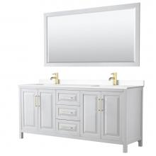 Wyndham Collection WCV252580DWGWCUNSM70 - Daria 80 Inch Double Bathroom Vanity in White, White Cultured Marble Countertop, Undermount Square