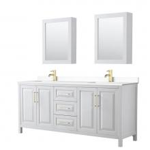 Wyndham Collection WCV252580DWGWCUNSMED - Daria 80 Inch Double Bathroom Vanity in White, White Cultured Marble Countertop, Undermount Square