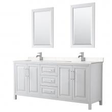 Wyndham Collection WCV252580DWHC2UNSM24 - Daria 80 Inch Double Bathroom Vanity in White, Light-Vein Carrara Cultured Marble Countertop, Unde