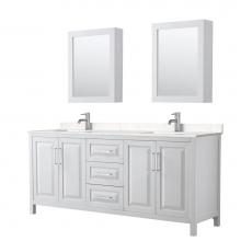 Wyndham Collection WCV252580DWHC2UNSMED - Daria 80 Inch Double Bathroom Vanity in White, Light-Vein Carrara Cultured Marble Countertop, Unde