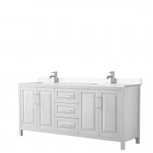 Wyndham Collection WCV252580DWHC2UNSMXX - Daria 80 Inch Double Bathroom Vanity in White, Light-Vein Carrara Cultured Marble Countertop, Unde