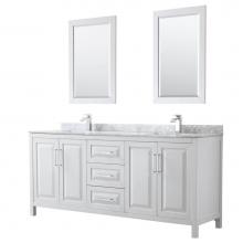 Wyndham Collection WCV252580DWHCMUNSM24 - Daria 80 Inch Double Bathroom Vanity in White, White Carrara Marble Countertop, Undermount Square