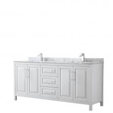 Wyndham Collection WCV252580DWHCMUNSMXX - Daria 80 Inch Double Bathroom Vanity in White, White Carrara Marble Countertop, Undermount Square