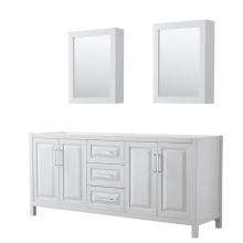 Wyndham Collection WCV252580DWHCXSXXMED - Daria 80 Inch Double Bathroom Vanity in White, No Countertop, No Sink, and Medicine Cabinets