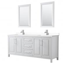 Wyndham Collection WCV252580DWHWCUNSM24 - Daria 80 Inch Double Bathroom Vanity in White, White Cultured Marble Countertop, Undermount Square