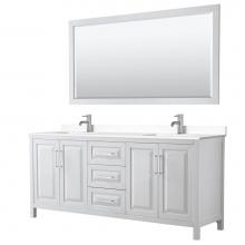 Wyndham Collection WCV252580DWHWCUNSM70 - Daria 80 Inch Double Bathroom Vanity in White, White Cultured Marble Countertop, Undermount Square