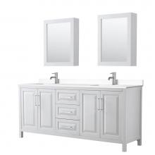 Wyndham Collection WCV252580DWHWCUNSMED - Daria 80 Inch Double Bathroom Vanity in White, White Cultured Marble Countertop, Undermount Square