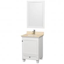 Wyndham Collection WCV800024SWHIVUNSM24 - 24 inch Single Bathroom Vanity in White, Ivory Marble Countertop, Undermount Square Sink, and 24 i