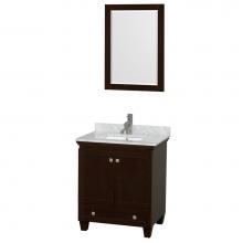 Wyndham Collection WCV800030SESCMUNSM24 - 30 inch Single Bathroom Vanity in Espresso, White Carrara Marble Countertop, Undermount Square Sin