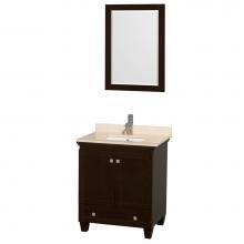 Wyndham Collection WCV800030SESIVUNSM24 - 30 inch Single Bathroom Vanity in Espresso, Ivory Marble Countertop, Undermount Square Sink, and 2