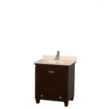 Wyndham Collection WCV800030SESIVUNSMXX - 30 inch Single Bathroom Vanity in Espresso, Ivory Marble Countertop, Undermount Square Sink, and N