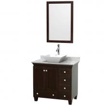 Wyndham Collection WCV800036SESCMD2WM24 - Acclaim 36 Inch Single Bathroom Vanity in Espresso, White Carrara Marble Countertop, Pyra White Po