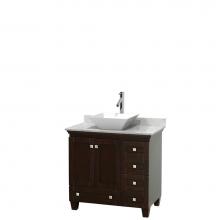 Wyndham Collection WCV800036SESCMD2WMXX - Acclaim 36 Inch Single Bathroom Vanity in Espresso, White Carrara Marble Countertop, Pyra White Po