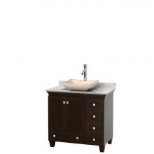 Wyndham Collection WCV800036SESCMGS2MXX - 36 inch Single Bathroom Vanity in Espresso, White Carrara Marble Countertop, Avalon Ivory Marble S