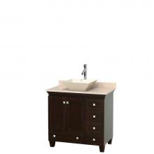 Wyndham Collection WCV800036SESIVD2BMXX - Acclaim 36 Inch Single Bathroom Vanity in Espresso, Ivory Marble Countertop, Pyra Bone Porcelain S