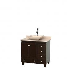 Wyndham Collection WCV800036SESIVGS2MXX - 36 inch Single Bathroom Vanity in Espresso, Ivory Marble Countertop, Avalon Ivory Marble Sink, and