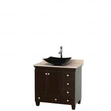 Wyndham Collection WCV800036SESIVGS4MXX - 36 inch Single Bathroom Vanity in Espresso, Ivory Marble Countertop, Arista Black Granite Sink, an