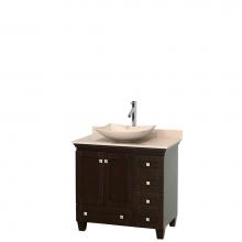 Wyndham Collection WCV800036SESIVGS5MXX - 36 inch Single Bathroom Vanity in Espresso, Ivory Marble Countertop, Arista Ivory Marble Sink, and