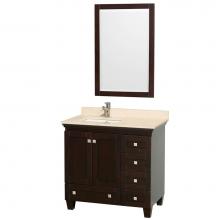 Wyndham Collection WCV800036SESIVUNSM24 - 36 inch Single Bathroom Vanity in Espresso, Ivory Marble Countertop, Undermount Square Sink, and 2