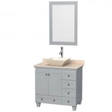 Wyndham Collection WCV800036SOYIVD2BM24 - Acclaim 36 Inch Single Bathroom Vanity in Oyster Gray, Ivory Marble Countertop, Pyra Bone Porcelai