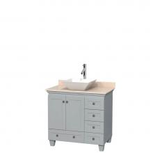 Wyndham Collection WCV800036SOYIVD2WMXX - Acclaim 36 Inch Single Bathroom Vanity in Oyster Gray, Ivory Marble Countertop, Pyra White Porcela