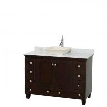 Wyndham Collection WCV800048SESCMD2BMXX - Acclaim 48 Inch Single Bathroom Vanity in Espresso, White Carrara Marble Countertop, Pyra Bone Sin