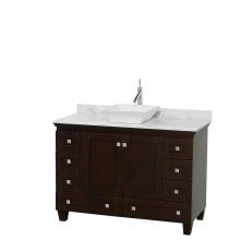 Wyndham Collection WCV800048SESCMD2WMXX - Acclaim 48 Inch Single Bathroom Vanity in Espresso, White Carrara Marble Countertop, Pyra White Si