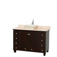 Wyndham Collection WCV800048SESIVD2BMXX - Acclaim 48 Inch Single Bathroom Vanity in Espresso, Ivory Marble Countertop, Pyra Bone Sink, and N