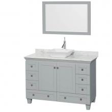 Wyndham Collection WCV800048SOYCMD2WM24 - Acclaim 48 Inch Single Bathroom Vanity in Oyster Gray, White Carrara Marble Countertop, Pyra White