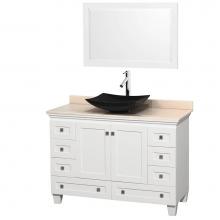 Wyndham Collection WCV800048SWHIVGS4M24 - 48 inch Single Bathroom Vanity in White, Ivory Marble Countertop, Arista Black Granite Sink, and 2