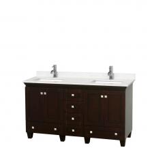 Wyndham Collection WCV800060DESC2UNSMXX - Acclaim 60 Inch Double Bathroom Vanity in Espresso, Light-Vein Carrara Cultured Marble Countertop,