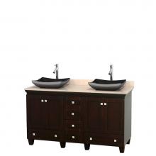 Wyndham Collection WCV800060DESIVGS1MXX - 60 inch Double Bathroom Vanity in Espresso, Ivory Marble Countertop, Altair Black Granite Sinks, a