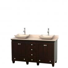 Wyndham Collection WCV800060DESIVGS2MXX - 60 inch Double Bathroom Vanity in Espresso, Ivory Marble Countertop, Avalon Ivory Marble Sinks, an