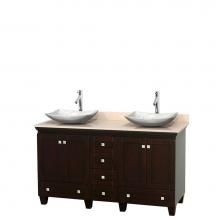 Wyndham Collection WCV800060DESIVGS6MXX - 60 inch Double Bathroom Vanity in Espresso, Ivory Marble Countertop, Arista White Carrara Marble S