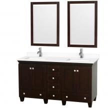 Wyndham Collection WCV800060DESWCUNSM24 - Acclaim 60 Inch Double Bathroom Vanity in Espresso, White Cultured Marble Countertop, Undermount S