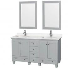 Wyndham Collection WCV800060DOYC2UNSM24 - Acclaim 60 Inch Double Bathroom Vanity in Oyster Gray, Light-Vein Carrara Cultured Marble Countert